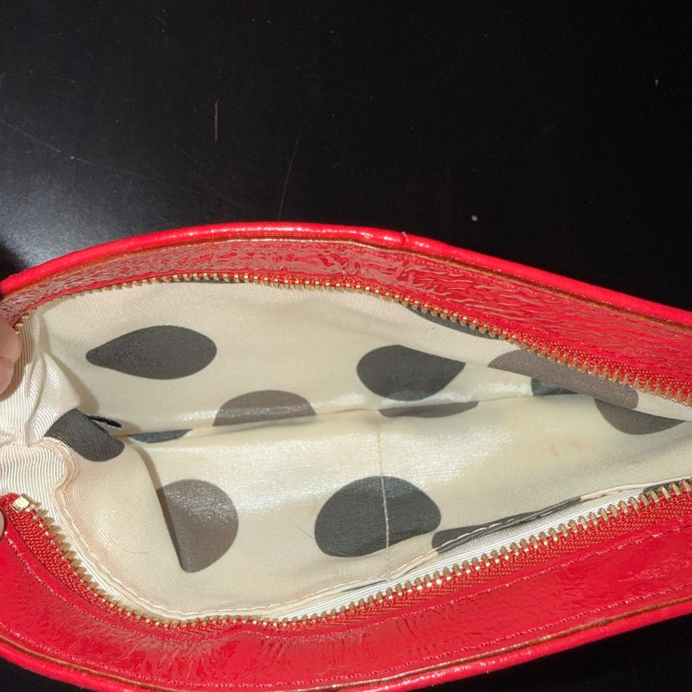 kate spade Red Leather Wristlet Clutch with Gold Plaque - Picture 2 of 4